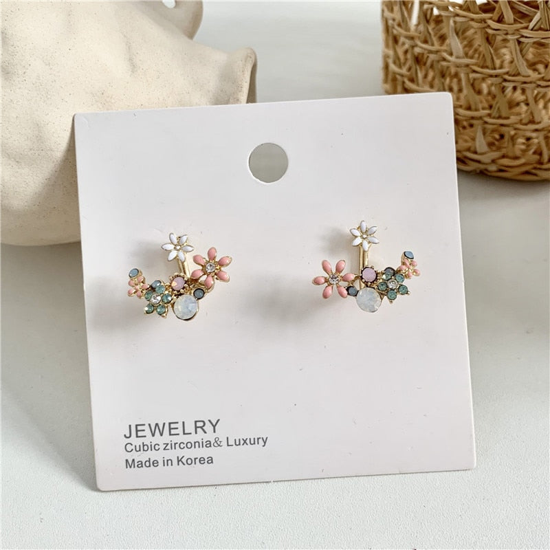 fashion jewelry fresh cute hook drop oil flower stud earrings