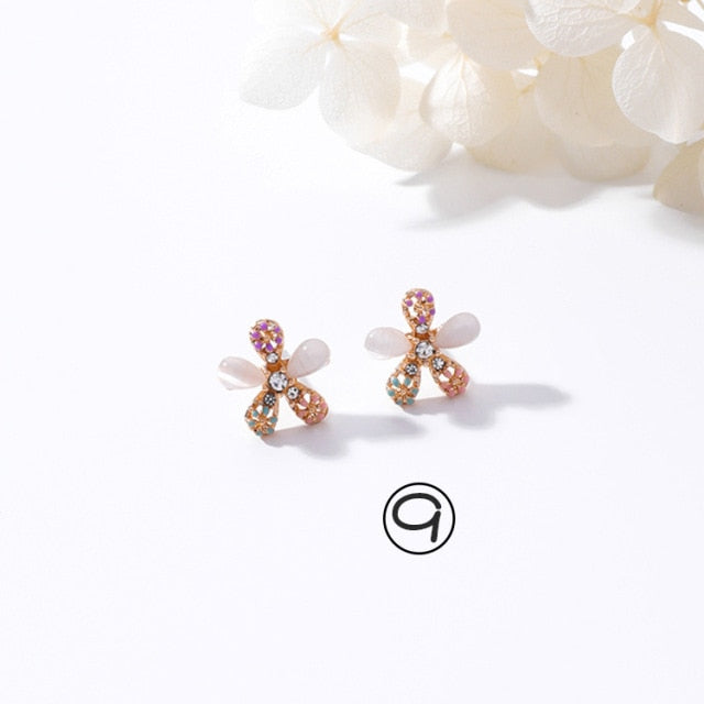 fashion jewelry fresh cute hook drop oil flower stud earrings