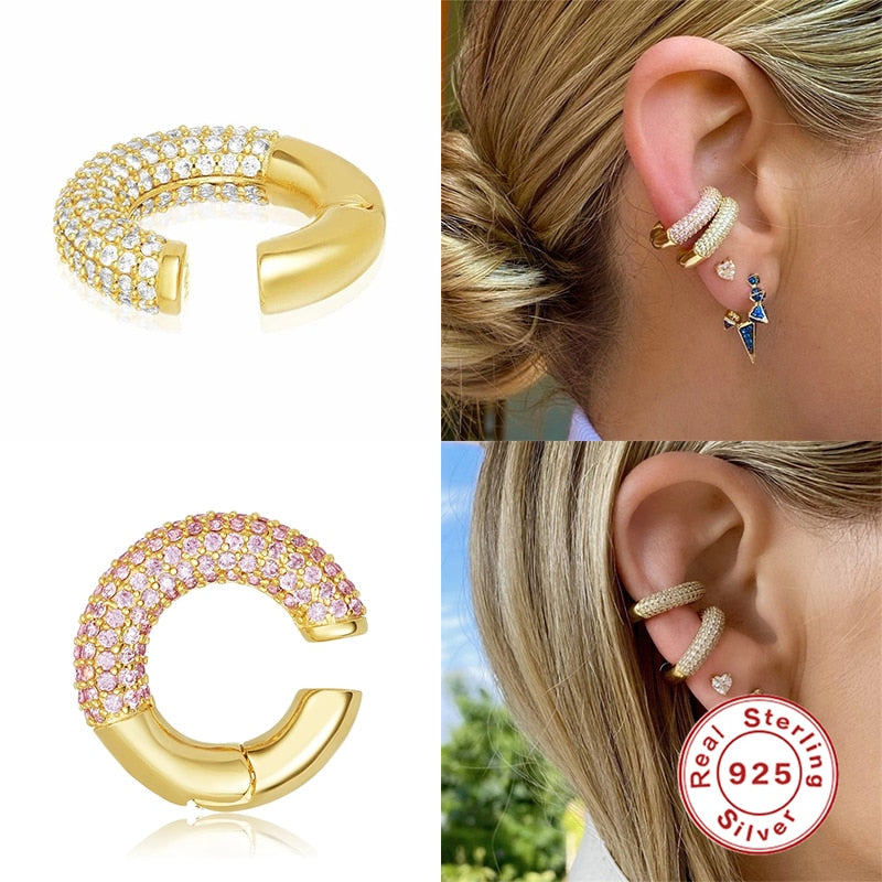 Single Shiny Zircon Girl&#39;s Ear Clip 925 Sterling Silver Earring