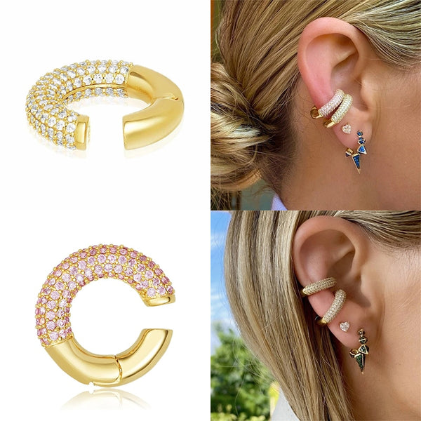 Pendiente de clip para oreja de niña con circonita brillante en plata de ley 925