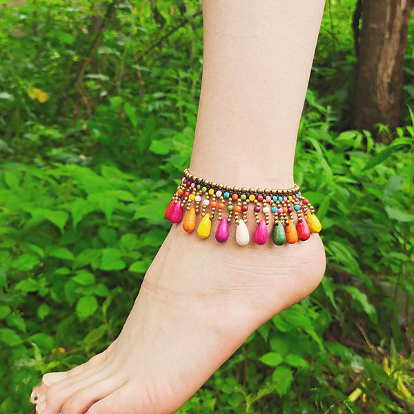 Tobillera de mujer con piedras semipreciosas de estilo bohemio