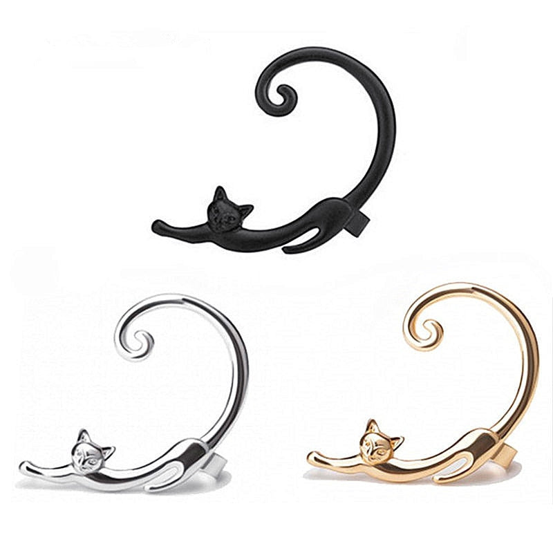 luxury Rose Gold Color Exaggerated Gecko Lizards Earrings Elegant Metal Cat Ear Clip
