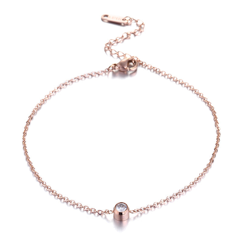Cubic Zirconia Anklet Foot Jewelry Rose Gold Color Anklet
