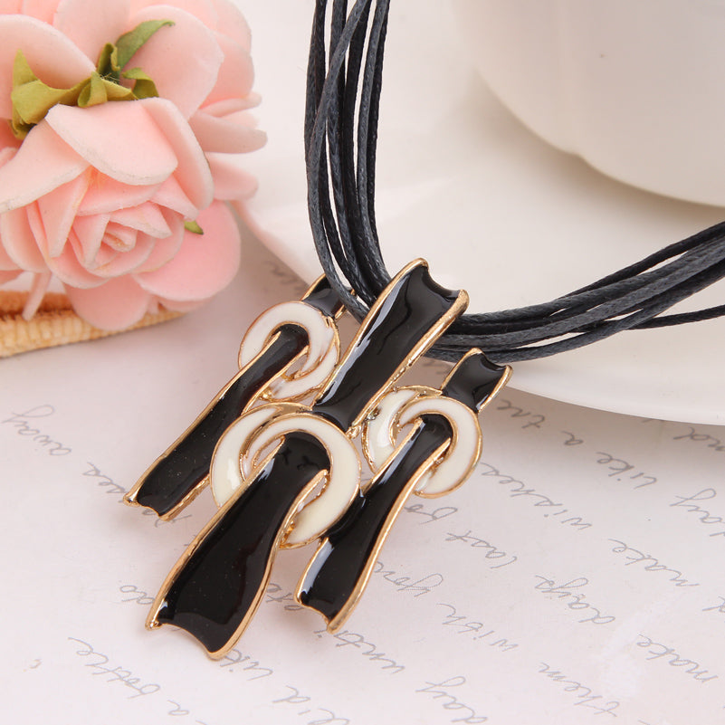 Gold Fashion Necklace Earring Black Multilayer Rope Sets