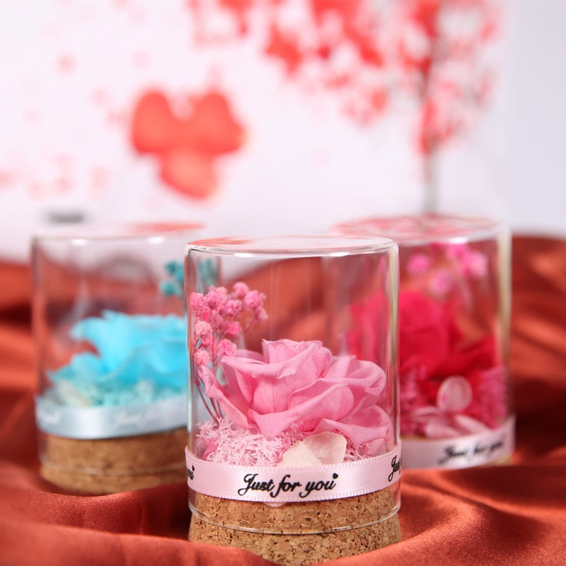 Valentines Day Gift Eternal Rose In Glass Cover Wedding Favors Bridesmaid Gift