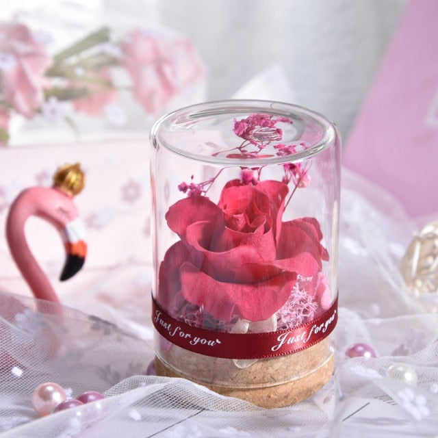 Valentines Day Gift Eternal Rose In Glass Cover Wedding Favors Bridesmaid Gift