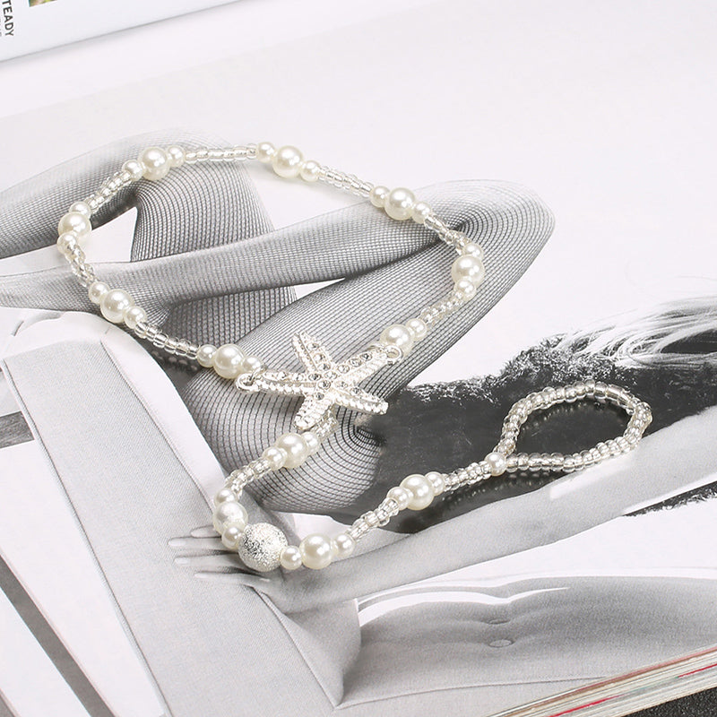 Vintage Imitation Pearls Anklet Women Bohemia Foot Beads Boho Ankle