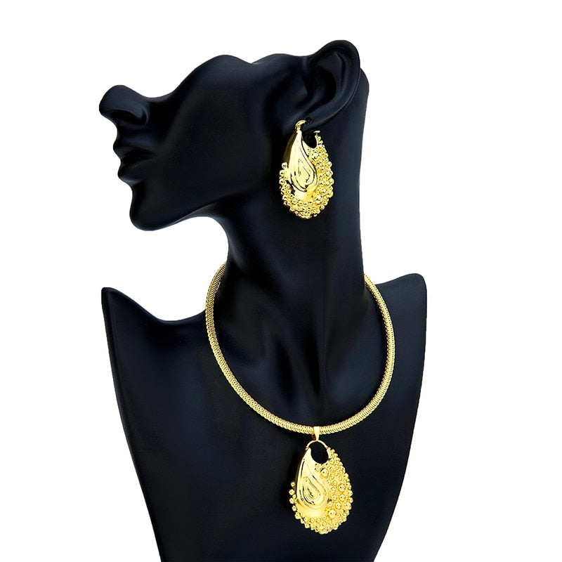 African Jewelry Set Fashion Dubai Wedding Earrings Pendant Necklace