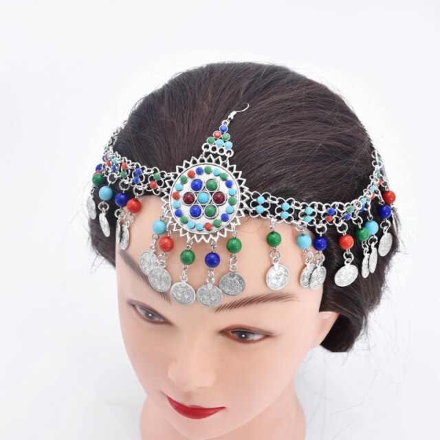 Bohemia Coin Bead Head Chain Headdress   Jewelry Set