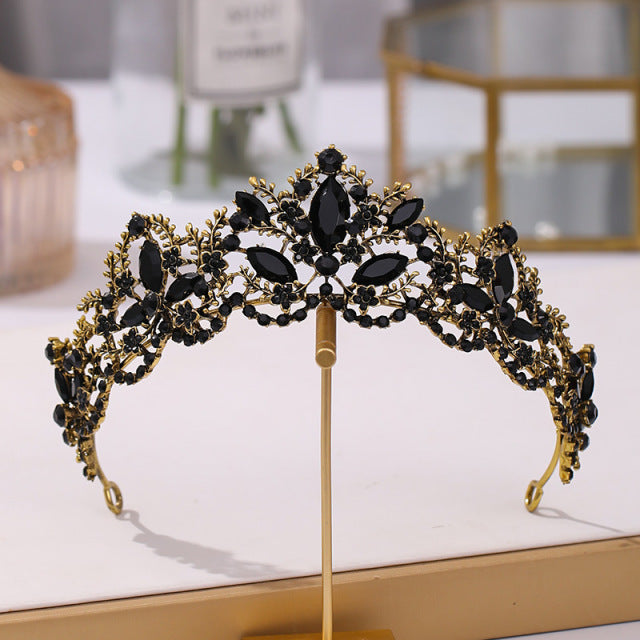 Baroque Retro Bronze Gold Crystal Bridal Jewelry Sets