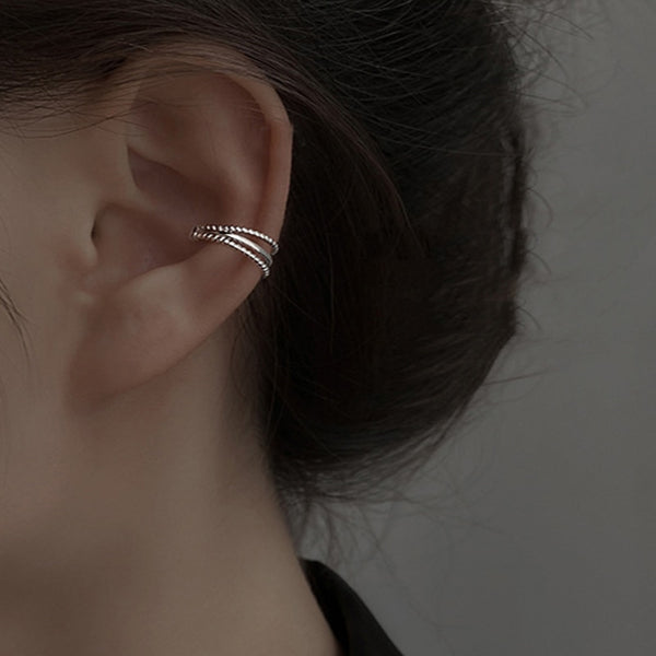 Korean Non-Piercing Pearl Ear Cuff Silver Color Chain Ear Clips