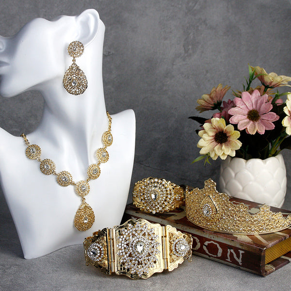 Conjuntos de joyas de boda color oro Argelia Marruecos para mujer
