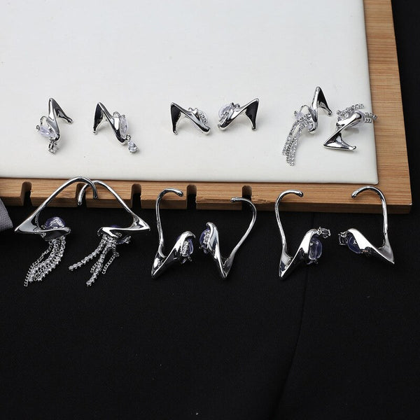 Pendientes de clip de hada punk con ganchos para las orejas de elfo para mujer