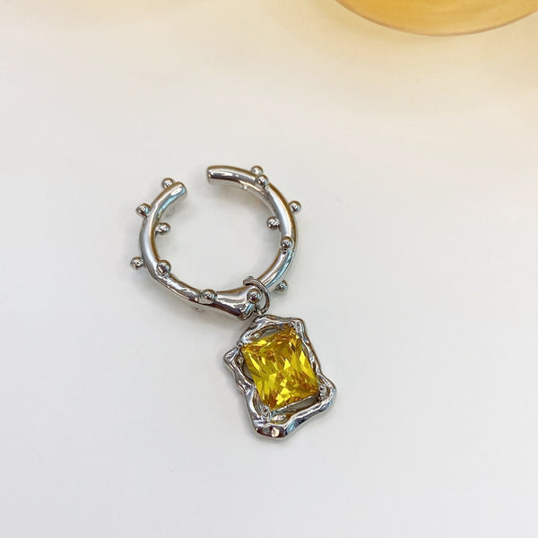 Fashion Yellow Square Crystal Hoop Earrings For Women