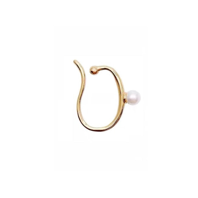 Minimalist Simulated Round Small Pearl Ear Cuff Earrings For Women