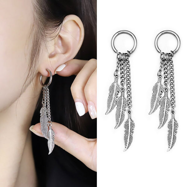 1 pieza de pendientes de clip de oreja de acero inoxidable sin dolor para hombres y mujeres