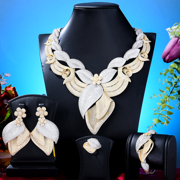 Big Fashion Luxury Flowers Statement Jewelry sets For Women