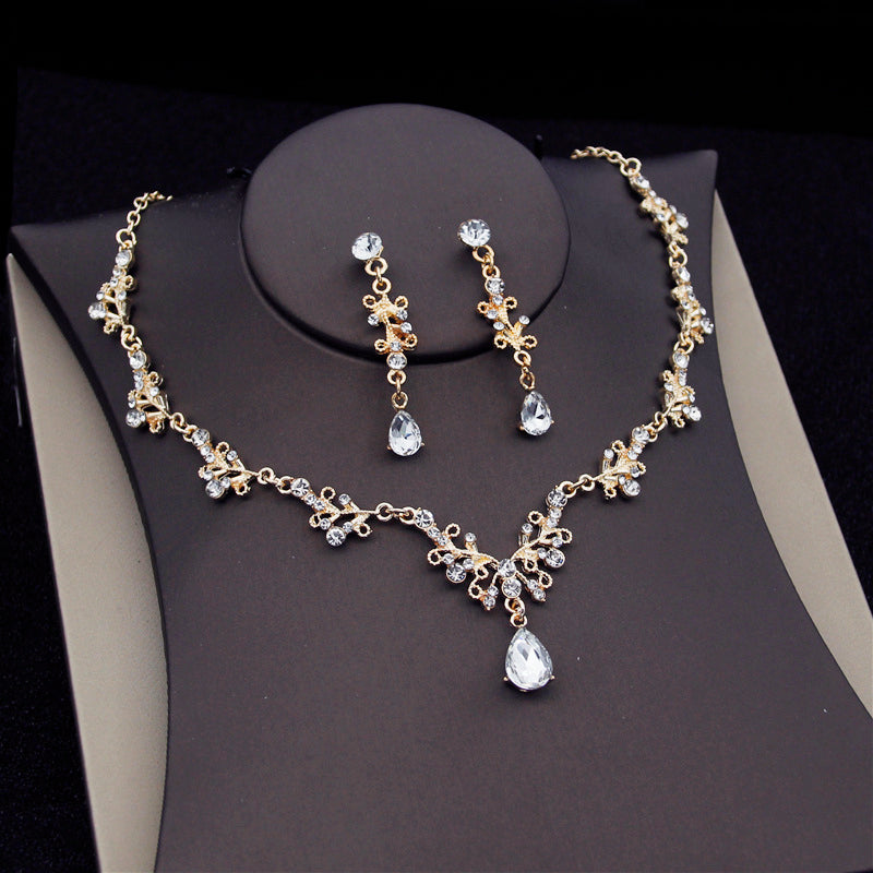 Fashion Crown Earrings Necklace for Women Wedding Dress Jewelry Set