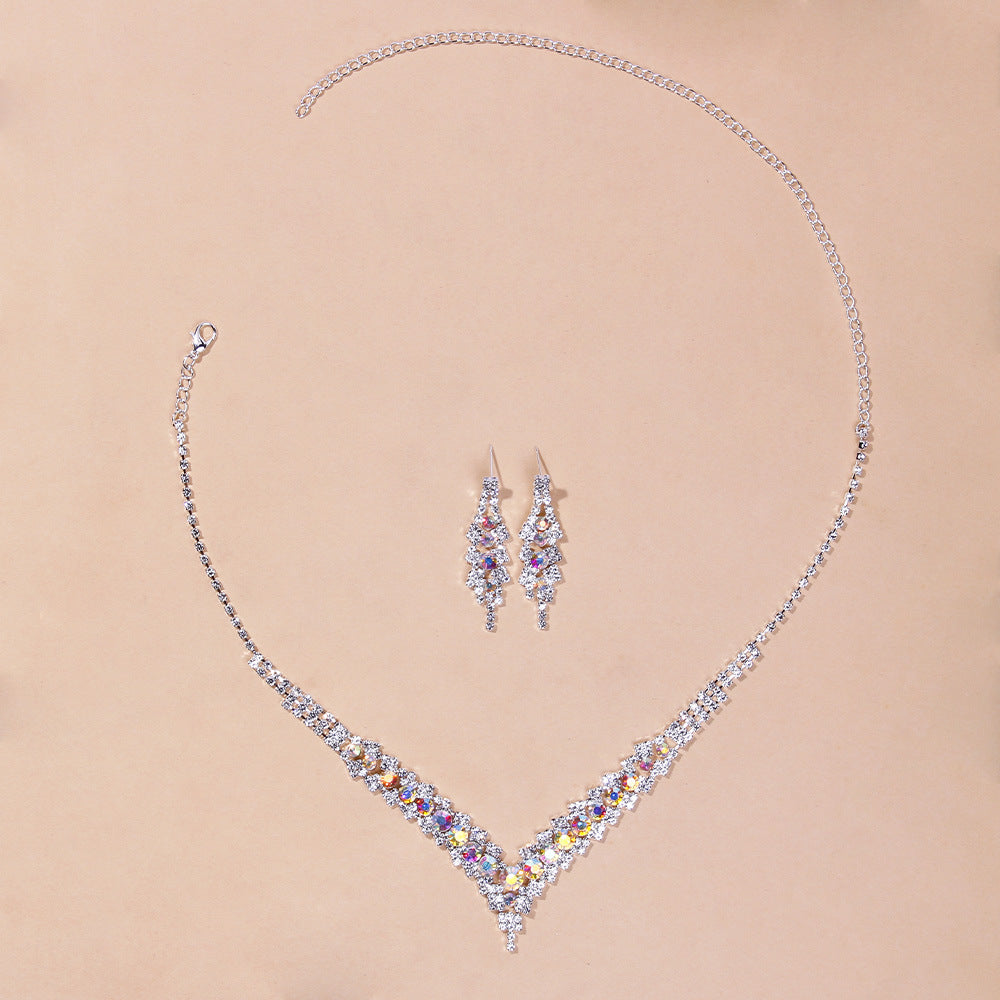 Elegant Blue Rhinestone Crystal Wedding Bridal Jewelry Set