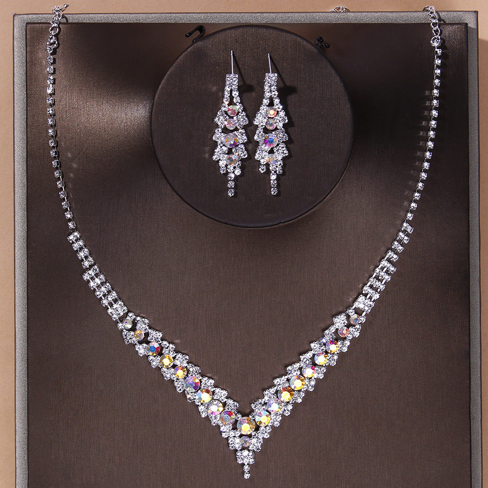 Elegant Blue Rhinestone Crystal Wedding Bridal Jewelry Set