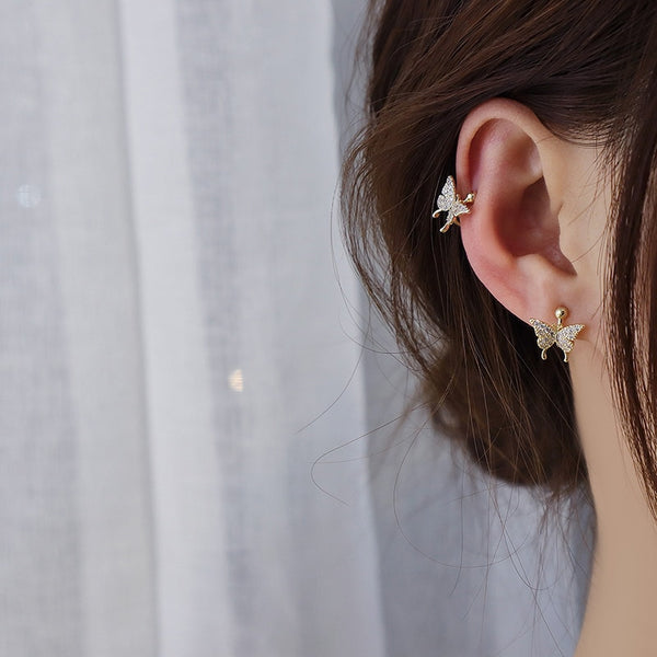 14k Real Gold Plated Micro-Inlaid Zircon Butterfly Earring
