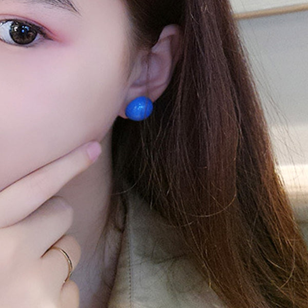 Korean Ear Jewelry Geometric Big Round Resin Clip On Earrings