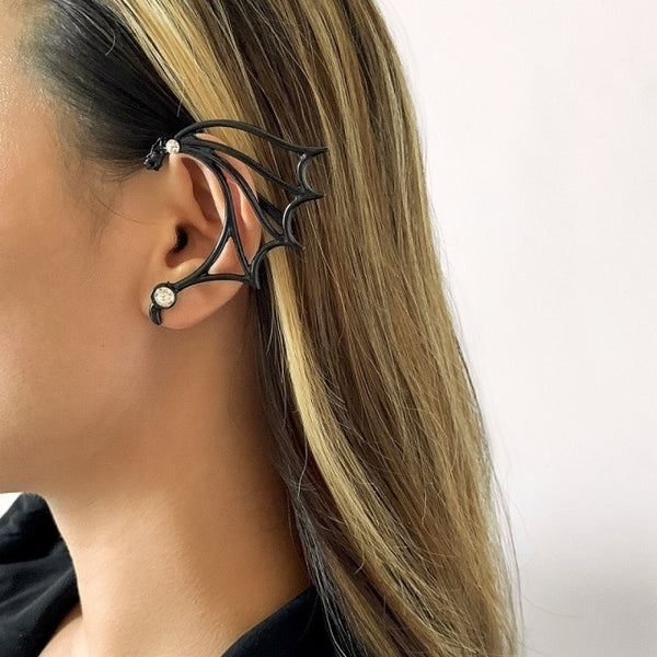 Pendientes vintage con forma de orejas de elfo, serpiente y flor de rosa para mujer
