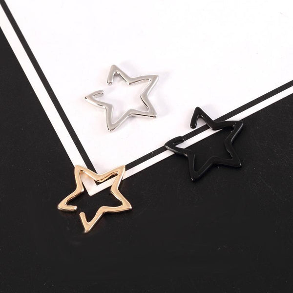 Gold Color Star Ear cuff without Piercing Clip earrings