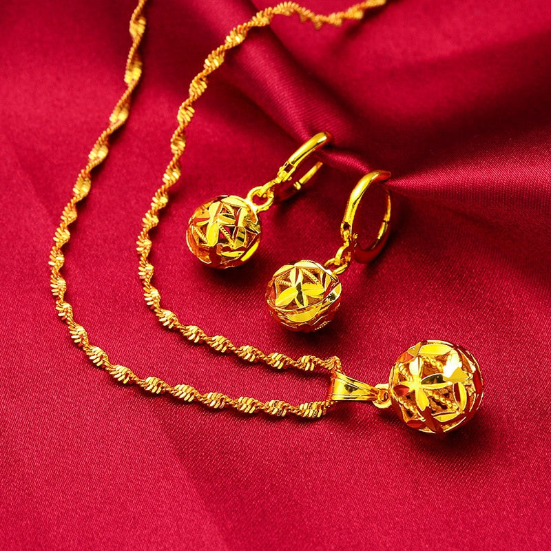 24K Yellow GP Jewelry Sets For Women