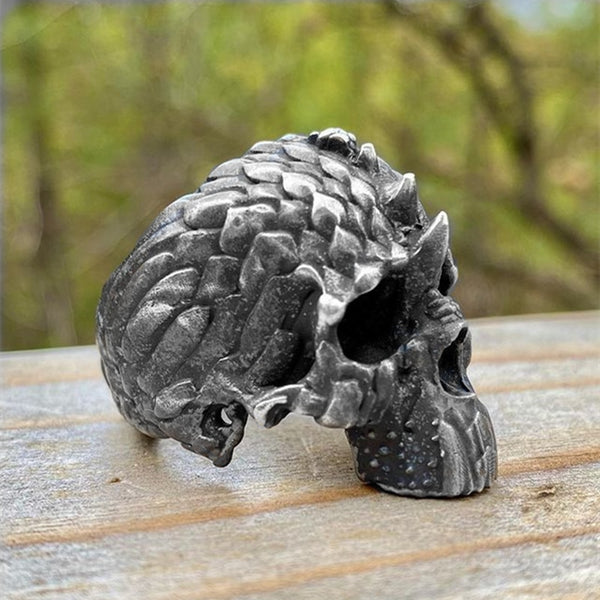 Mens Silver Color 316L Stainless Steel Skull Rings for Men Biker Punk Skeleton Ring