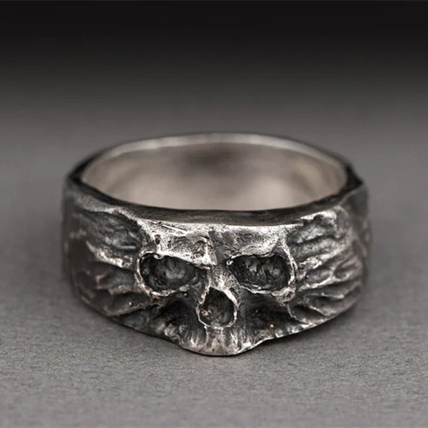 Anillo vintage de calavera de acero inoxidable 316L negro para hombre