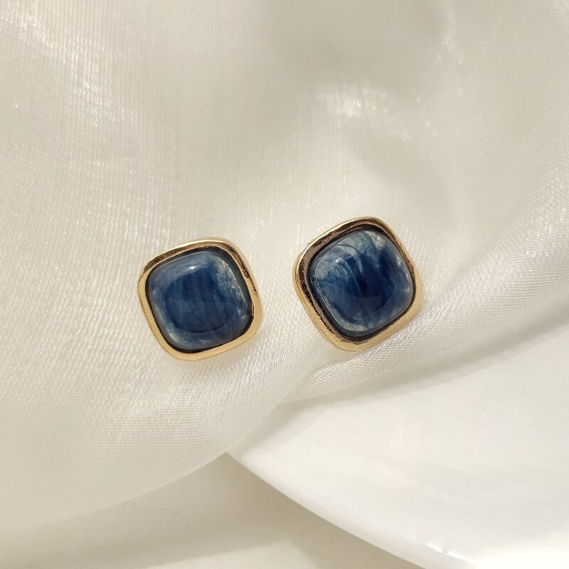 S925 needle Trendy Jewelry Blue Resin Earrings