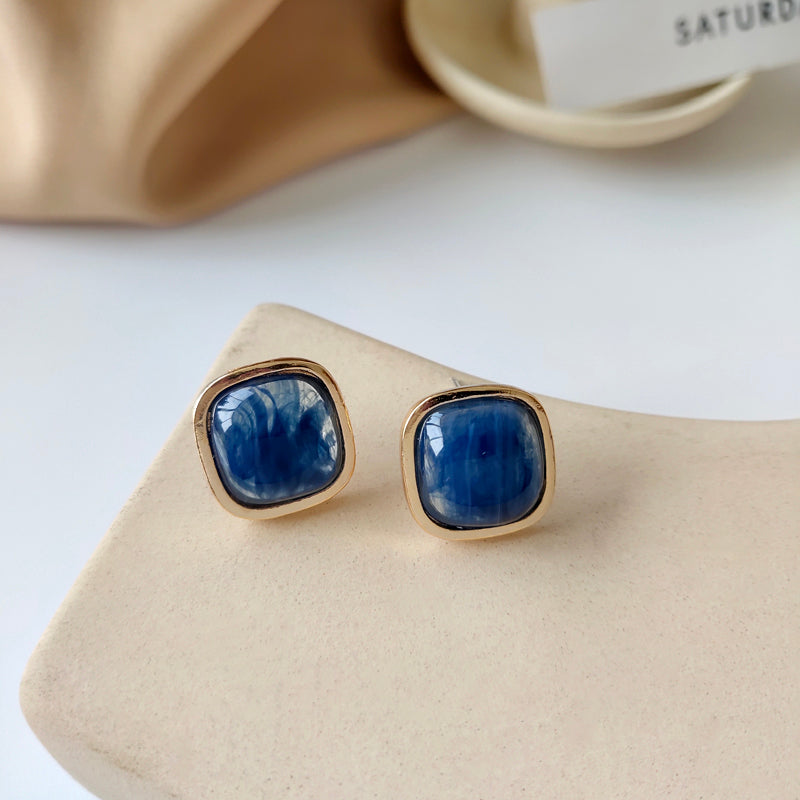 S925 needle Trendy Jewelry Blue Resin Earrings