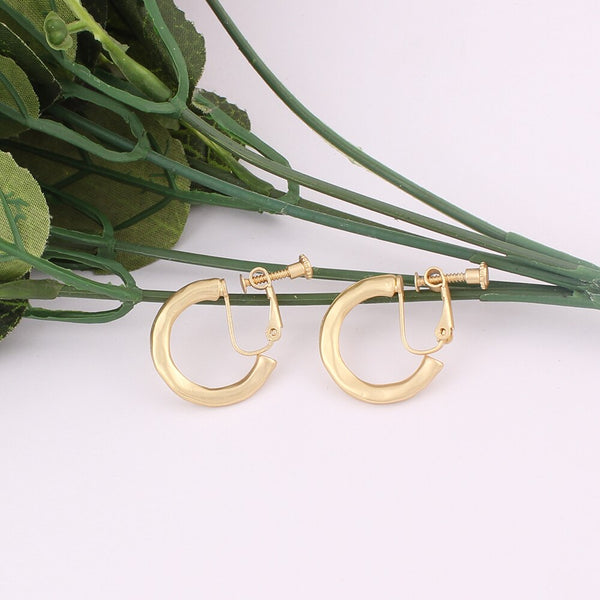 Korea Style Hoop Copper Material Geometric Clip on Earrings