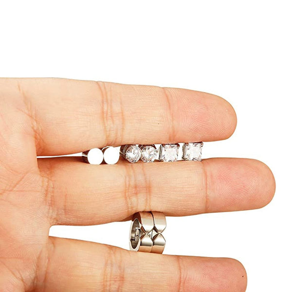 Juego de 4 pares de pendientes magnéticos de acero inoxidable