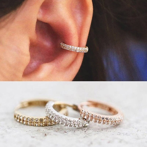 1 par de pendientes pequeños con diamantes de imitación de color dorado/oro rosa