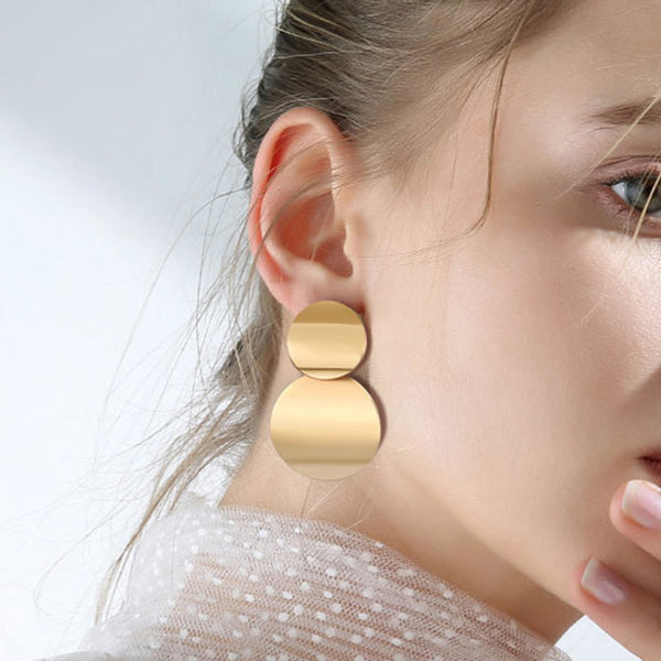 Fashion Non Pierced Clip On Earrings Gold Black Metal Round Statement Ear Clips