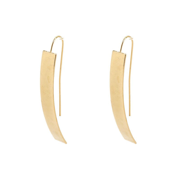 Pendientes de moda de acero inoxidable 304 con forma de arco liso, color dorado y plateado, con clip.