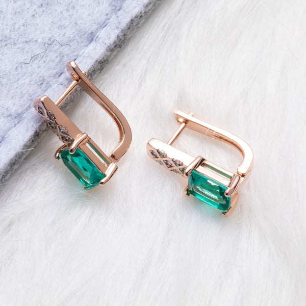 Pendientes de circonita cuadrada para mujer, estilo romántico, con cuatro garras.