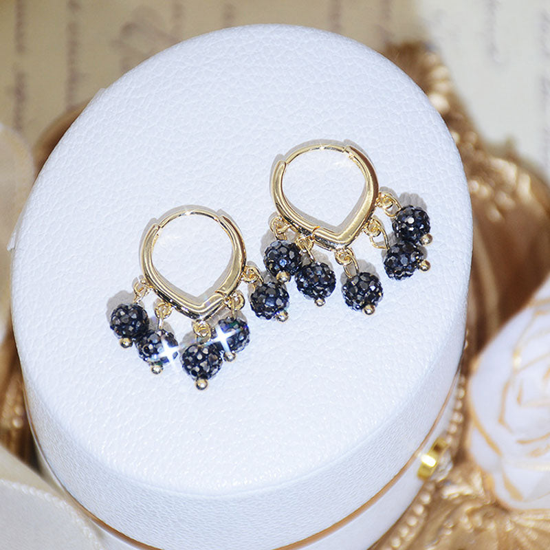 Fashion Brilliant Temperament Exquisite Black Romantic Diamond Luxury Earrings