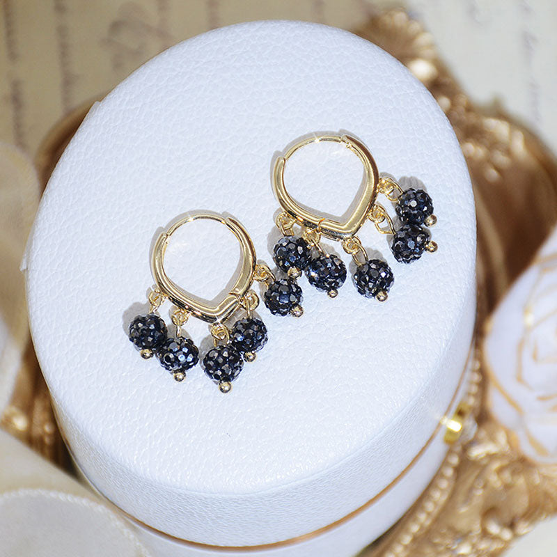 Fashion Brilliant Temperament Exquisite Black Romantic Diamond Luxury Earrings