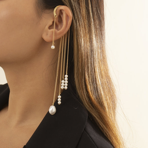 Pendientes de clip con borlas de cristal estilo punk para mujer