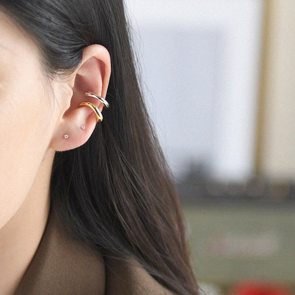 Pendientes minimalistas de cartílago con forma de puño, geométricos, redondos y sólidos, sin perforaciones