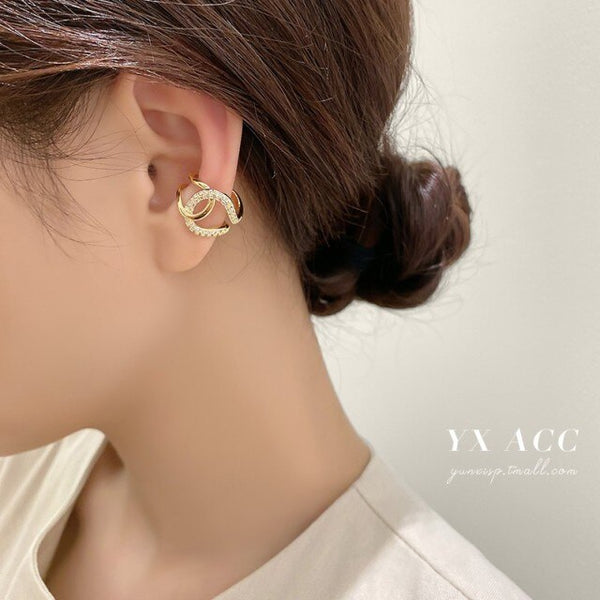 Nuevo diseño de joyería de moda con clip para oreja de cristal con borla larga y única