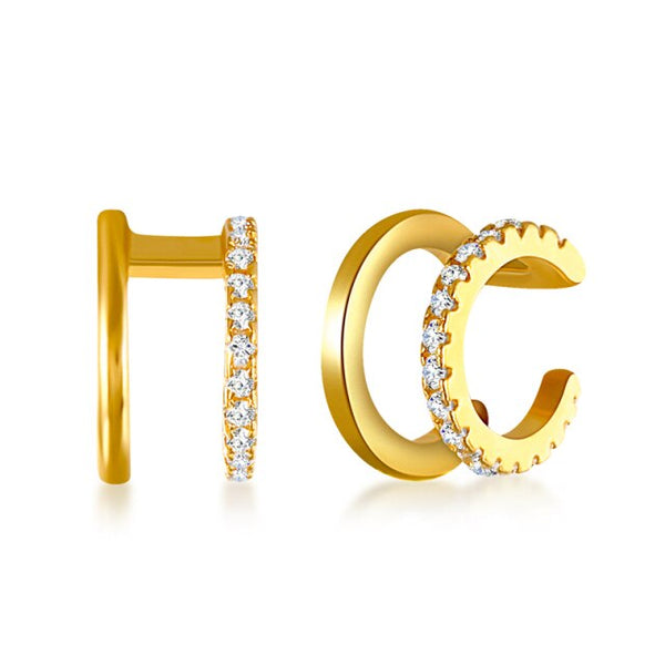 Pendientes de plata de ley 925 con forma de U hueca y clip, sin perforaciones.