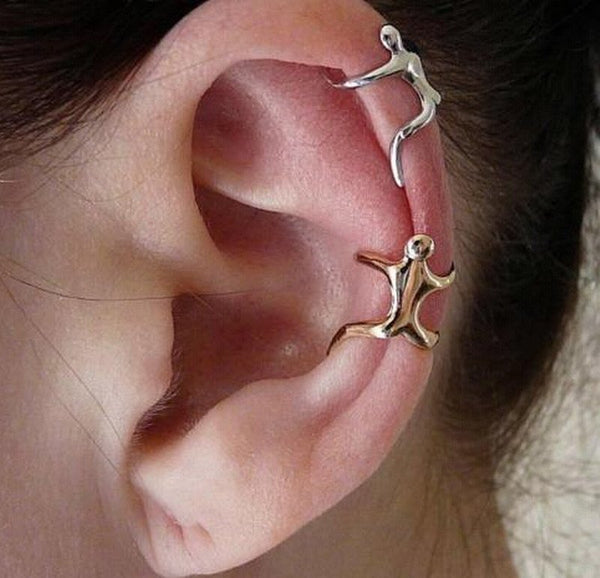 Pendientes de clip para la oreja de color dorado, estilo británico, para escalar, para hombre