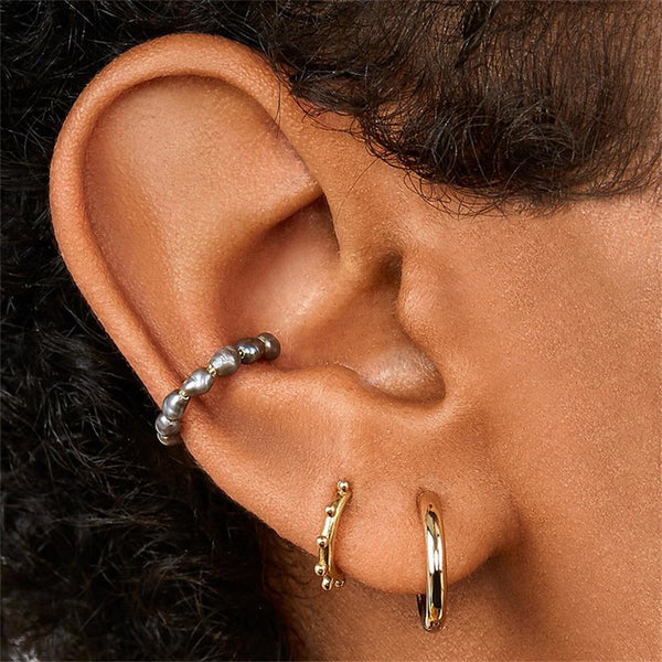 Piercing falso tipo concha de circonita cúbica de varios estilos, sin perforación, con perla