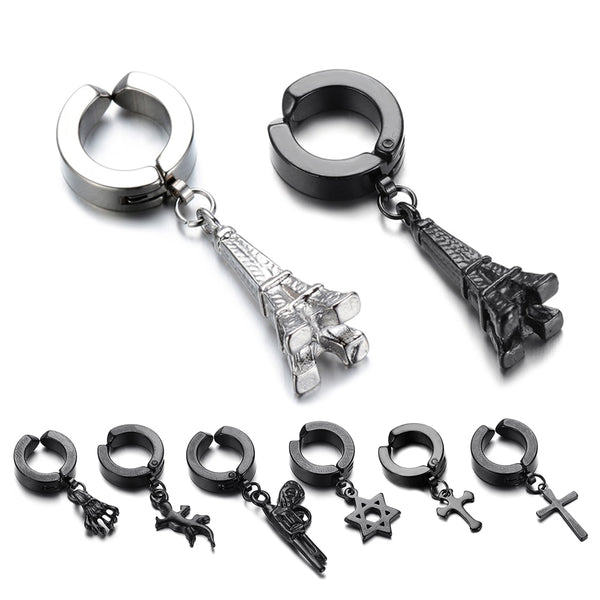 Pendientes de moda tipo puño de oreja de acero inoxidable sin perforar con clip.