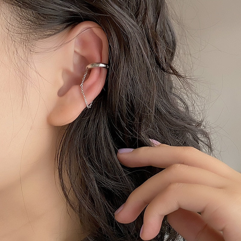 Personality Design Non Piercing Clip Earrings For Women Metal Gold Hook Shaped Ear Clips