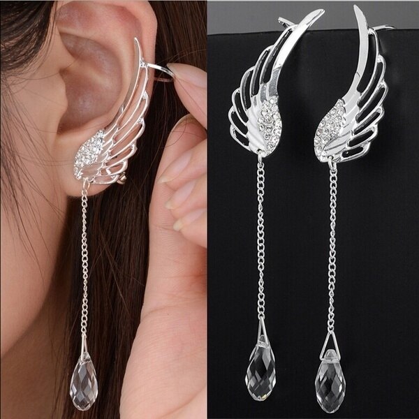 Pendientes de plumas con alas de ángel para mujer